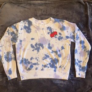 Hand tie-dyed rose decal sweatshirt. One of a kind!
